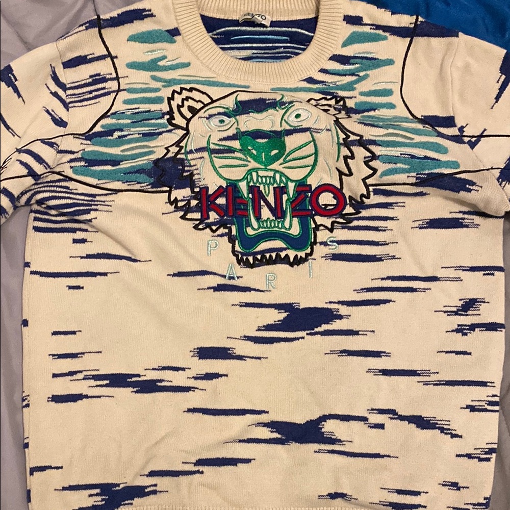 Kenzo Kids Cream and Blue Tiger Sweater